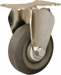 Hamilton - 3-1/2" Diam x 1-3/8" Wide x 4-7/8" OAH Top Plate Mount Rigid Caster - Rubber Mold on Polyolefin, 240 Lb Capacity, Delrin Bearing, 2-3/8 x 3-5/8" Plate - Benchmark Tooling