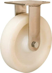 Hamilton - 8" Diam x 2" Wide x 9-1/2" OAH Top Plate Mount Rigid Caster - Nylon, 500 Lb Capacity, Stainless Steel Precision Ball Bearing, 3-3/4 x 4-1/2" Plate - Benchmark Tooling