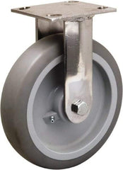 Hamilton - 8" Diam x 2" Wide x 9-1/2" OAH Top Plate Mount Rigid Caster - Rubber Mold on Polyolefin, 500 Lb Capacity, Delrin Bearing, 3-3/4 x 4-1/2" Plate - Benchmark Tooling