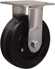 Hamilton - 6" Diam x 2" Wide x 7-1/2" OAH Top Plate Mount Rigid Caster - Phenolic, 800 Lb Capacity, Delrin Bearing, 3-3/4 x 4-1/2" Plate - Benchmark Tooling