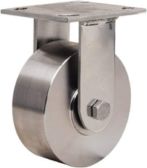 Hamilton - 5" Diam x 2" Wide x 6-1/2" OAH Top Plate Mount Rigid Caster - Forged Steel, 800 Lb Capacity, Plain Bore Bearing, 3-3/4 x 4-1/2" Plate - Benchmark Tooling