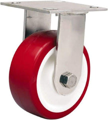 Hamilton - 5" Diam x 2" Wide x 6-1/2" OAH Top Plate Mount Rigid Caster - Polyurethane Mold on Polypropylene, 800 Lb Capacity, Delrin Bearing, 3-3/4 x 4-1/2" Plate - Benchmark Tooling
