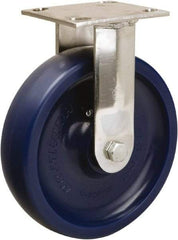 Hamilton - 8" Diam x 2" Wide x 9-1/2" OAH Top Plate Mount Rigid Caster - Polyurethane, 800 Lb Capacity, Delrin Bearing, 3-3/4 x 4-1/2" Plate - Benchmark Tooling