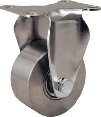 Hamilton - 3" Diam x 1-3/8" Wide x 4-5/8" OAH Top Plate Mount Rigid Caster - Forged Steel, 325 Lb Capacity, Stainless Steel Precision Ball Bearing, 2-3/8 x 3-5/8" Plate - Benchmark Tooling