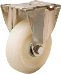 Hamilton - 4" Diam x 1-1/4" Wide x 5-1/8" OAH Top Plate Mount Rigid Caster - Nylon, 325 Lb Capacity, Plain Bore Bearing, 2-3/8 x 3-5/8" Plate - Benchmark Tooling