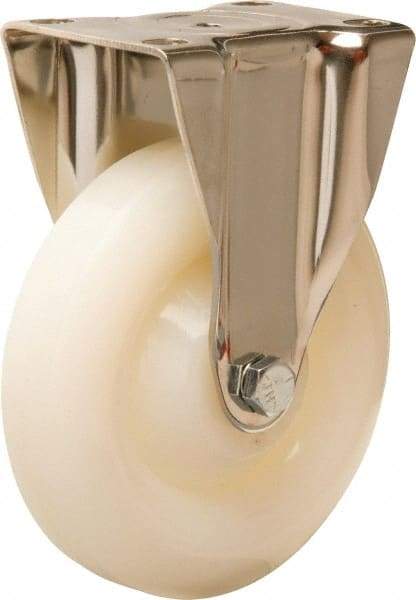 Hamilton - 5" Diam x 1-1/4" Wide x 6-1/4" OAH Top Plate Mount Rigid Caster - Nylon, 325 Lb Capacity, Plain Bore Bearing, 2-3/8 x 3-5/8" Plate - Benchmark Tooling