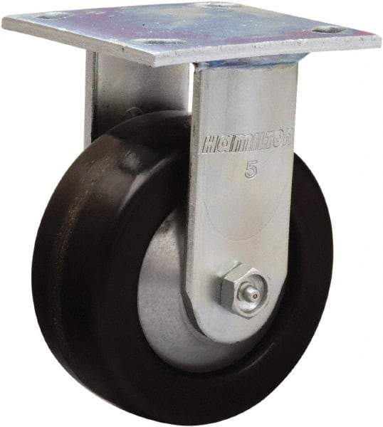 Hamilton - 5" Diam x 2" Wide x 6-1/2" OAH Top Plate Mount Rigid Caster - Phenolic, 1,000 Lb Capacity, Straight Roller Bearing, 4 x 4-1/2" Plate - Benchmark Tooling