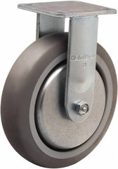 Hamilton - 8" Diam x 2" Wide x 9-1/2" OAH Top Plate Mount Rigid Caster - Rubber Mold on Polyolefin, 500 Lb Capacity, Straight Roller Bearing, 4 x 4-1/2" Plate - Benchmark Tooling