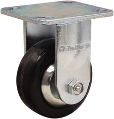 Hamilton - 4" Diam x 1-1/2" Wide x 5-5/8" OAH Top Plate Mount Rigid Caster - Phenolic, 600 Lb Capacity, Straight Roller Bearing, 4 x 4-1/2" Plate - Benchmark Tooling