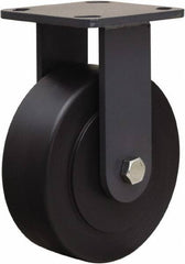 Hamilton - 6" Diam x 2" Wide x 7-1/2" OAH Top Plate Mount Rigid Caster - Nylon, 2,000 Lb Capacity, Sealed Precision Ball Bearing, 4 x 4-1/2" Plate - Benchmark Tooling