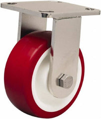 Hamilton - 5" Diam x 2" Wide x 6-1/2" OAH Top Plate Mount Rigid Caster - Polyurethane Mold on Polypropylene, 1,000 Lb Capacity, Delrin Bearing, 4 x 4-1/2" Plate - Benchmark Tooling