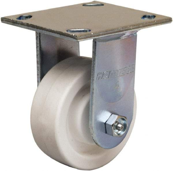 Hamilton - 4" Diam x 1-1/2" Wide x 5-5/8" OAH Top Plate Mount Rigid Caster - Polyolefin, 400 Lb Capacity, Delrin Bearing, 4 x 4-1/2" Plate - Benchmark Tooling