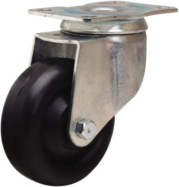 Hamilton - 3-1/2" Diam x 1-3/8" Wide x 4-13/16" OAH Top Plate Mount Swivel Caster - Polyolefin, 260 Lb Capacity, Plain Bore Bearing, 2-1/2 x 3-3/4" Plate - Benchmark Tooling