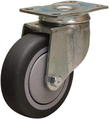Hamilton - 4" Diam x 1-3/8" Wide x 5" OAH Top Plate Mount Swivel Caster - Rubber Mold on Polyolefin, 250 Lb Capacity, Precision Ball Bearing, 2-1/2 x 3-3/4" Plate - Benchmark Tooling