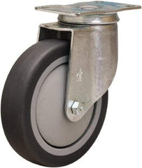 Hamilton - 5" Diam x 1-3/8" Wide x 6-1/16" OAH Top Plate Mount Swivel Caster - Rubber Mold on Polyolefin, 275 Lb Capacity, Precision Ball Bearing, 2-1/2 x 3-3/4" Plate - Benchmark Tooling