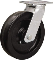 Hamilton - 8" Diam x 2" Wide x 9-1/2" OAH Top Plate Mount Swivel Caster - Phenolic, 900 Lb Capacity, Straight Roller Bearing, 4 x 4-1/2" Plate - Benchmark Tooling