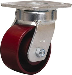 Hamilton - 4" Diam x 2" Wide x 5-5/8" OAH Top Plate Mount Swivel Caster - Cast Iron, 1,000 Lb Capacity, Sealed Precision Ball Bearing, 4 x 4-1/2" Plate - Benchmark Tooling