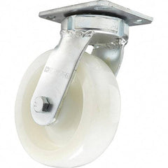 Hamilton - 6" Diam x 2" Wide x 7-1/2" OAH Top Plate Mount Swivel Caster - Nylon, 1,000 Lb Capacity, Sealed Precision Ball Bearing, 4 x 4-1/2" Plate - Benchmark Tooling
