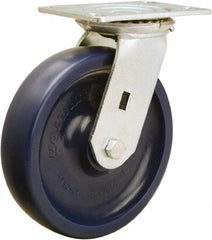 Hamilton - 8" Diam x 2" Wide x 9-1/2" OAH Top Plate Mount Swivel Caster - Polyurethane, 1,500 Lb Capacity, Sealed Precision Ball Bearing, 4-1/2 x 6-1/4" Plate - Benchmark Tooling