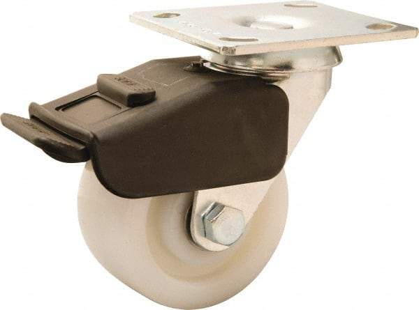 Hamilton - 4" Diam x 2" Wide x 5-5/8" OAH Top Plate Mount Swivel Caster - Nylon, 800 Lb Capacity, Precision Ball Bearing, 4 x 4-1/2" Plate - Benchmark Tooling
