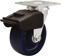 Hamilton - 5" Diam x 2" Wide x 6-1/2" OAH Top Plate Mount Swivel Caster - Polyurethane, 850 Lb Capacity, Precision Ball Bearing, 4 x 4-1/2" Plate - Benchmark Tooling