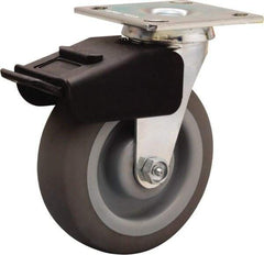 Hamilton - 6" Diam x 2" Wide x 7-1/2" OAH Top Plate Mount Swivel Caster - Rubber Mold on Polyolefin, 410 Lb Capacity, Straight Roller Bearing, 4 x 4-1/2" Plate - Benchmark Tooling