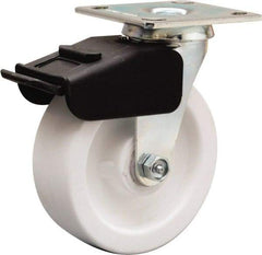 Hamilton - 6" Diam x 2" Wide x 7-1/2" OAH Top Plate Mount Swivel Caster - Polyolefin, 750 Lb Capacity, Delrin Bearing, 4 x 4-1/2" Plate - Benchmark Tooling