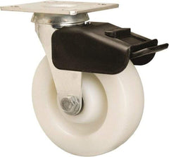 Hamilton - 6" Diam x 2" Wide x 7-1/2" OAH Top Plate Mount Swivel Caster - Nylon, 850 Lb Capacity, Precision Ball Bearing, 4 x 4-1/2" Plate - Benchmark Tooling