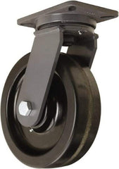 Hamilton - 10" Diam x 3" Wide x 12-1/2" OAH Top Plate Mount Swivel Caster - Phenolic, 2,900 Lb Capacity, Tapered Roller Bearing, 5-1/4 x 7-1/4" Plate - Benchmark Tooling