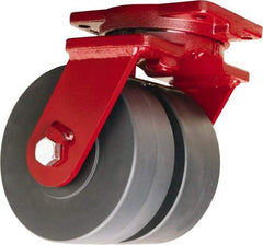 Hamilton - 6" Diam x 3" Wide x 8-1/2" OAH Top Plate Mount Dual Swivel Caster - Nylon, 7,000 Lb Capacity, Sealed Precision Ball Bearing, 6-1/8 x 7-1/2" Plate - Benchmark Tooling