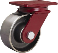 Hamilton - 6" Diam x 2-1/2" Wide x 7-1/2" OAH Top Plate Mount Swivel Caster - Forged Steel, 2,200 Lb Capacity, Precision Ball Bearing, 4-1/2 x 6-1/2" Plate - Benchmark Tooling