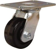 Hamilton - 4" Diam x 2" Wide x 5-5/8" OAH Top Plate Mount Swivel Caster - Phenolic, 800 Lb Capacity, Straight Roller Bearing, 4-1/2 x 6-1/4" Plate - Benchmark Tooling
