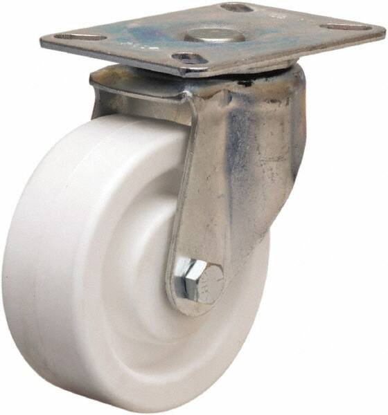 Hamilton - 4" Diam x 1-1/2" Wide x 5-1/16" OAH Top Plate Mount Swivel Caster - Polyolefin, 400 Lb Capacity, Plain Bore Bearing, 3-1/8 x 4-1/8" Plate - Benchmark Tooling