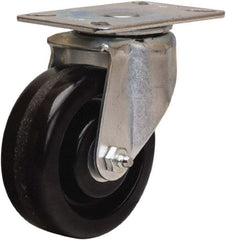 Hamilton - 4" Diam x 1-1/2" Wide x 5-1/16" OAH Top Plate Mount Swivel Caster - Phenolic, 375 Lb Capacity, Straight Roller Bearing, 3-1/8 x 4-1/8" Plate - Benchmark Tooling