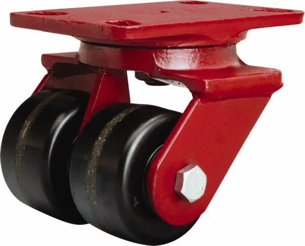 Hamilton - 3-1/4" Diam x 2" Wide x 5-1/4" OAH Top Plate Mount Swivel Caster - Phenolic, 1,400 Lb Capacity, Straight Roller Bearing, 4-1/2 x 6-1/2" Plate - Benchmark Tooling