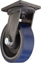Hamilton - 12" Diam x 4" Wide x 15-1/2" OAH Top Plate Mount Swivel Caster - Polyurethane Mold on Forged Steel, 7,200 Lb Capacity, Tapered Roller Bearing, 8-1/2 x 8-1/2" Plate - Benchmark Tooling
