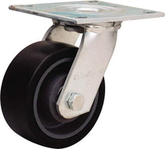 Hamilton - 5" Diam x 2" Wide x 6-1/2" OAH Top Plate Mount Swivel Caster - Polyurethane Mold onto Cast Iron Center, 900 Lb Capacity, Sealed Precision Ball Bearing, 5 x 5-1/2" Plate - Benchmark Tooling