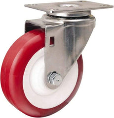 Hamilton - 4" Diam x 1-3/8" Wide x 5-1/8" OAH Top Plate Mount Swivel Caster - Polyurethane Mold on Polypropylene, 325 Lb Capacity, Delrin Bearing, 2-3/8 x 3-5/8" Plate - Benchmark Tooling