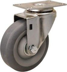 Hamilton - 4" Diam x 1-3/8" Wide x 5-1/8" OAH Top Plate Mount Swivel Caster - Rubber Mold on Polyolefin, 250 Lb Capacity, Delrin Bearing, 2-3/8 x 3-5/8" Plate - Benchmark Tooling