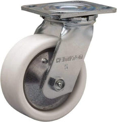 Hamilton - 5" Diam x 2" Wide x 6-1/2" OAH Top Plate Mount Swivel Caster - Polyolefin, 650 Lb Capacity, Delrin Bearing, 4 x 4-1/2" Plate - Benchmark Tooling