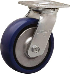 Hamilton - 6" Diam x 2" Wide x 7-1/2" OAH Top Plate Mount Swivel Caster - Polyurethane, 900 Lb Capacity, Sealed Precision Ball Bearing, 4 x 4-1/2" Plate - Benchmark Tooling