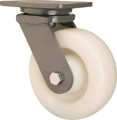 Hamilton - 6" Diam x 2" Wide x 7-1/2" OAH Top Plate Mount Swivel Caster - Nylon, Sealed Precision Ball Bearing, 4 x 5" Plate - Benchmark Tooling
