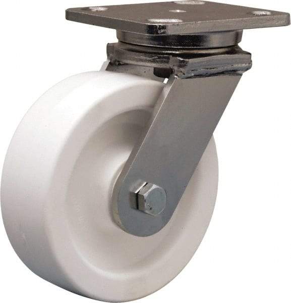 Hamilton - 6" Diam x 2" Wide x 7-1/2" OAH Top Plate Mount Swivel Caster - Polyolefin, 750 Lb Capacity, Delrin Bearing, 4 x 5" Plate - Benchmark Tooling