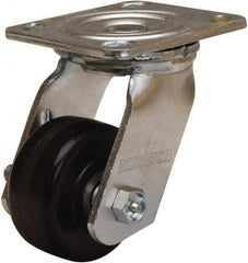 Hamilton - 3-1/4" Diam x 1-1/2" Wide x 5-1/4" OAH Top Plate Mount Swivel Caster - Phenolic, 550 Lb Capacity, Straight Roller Bearing, 4 x 4-1/2" Plate - Benchmark Tooling