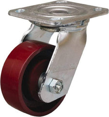 Hamilton - 4" Diam x 1-1/2" Wide x 5-5/8" OAH Top Plate Mount Swivel Caster - Cast Iron, 550 Lb Capacity, Straight Roller Bearing, 4 x 4-1/2" Plate - Benchmark Tooling
