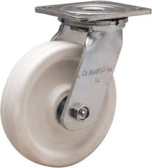 Hamilton - 6" Diam x 1-1/2" Wide x 7-1/2" OAH Top Plate Mount Swivel Caster - Polyolefin, 550 Lb Capacity, Delrin Bearing, 4 x 4-1/2" Plate - Benchmark Tooling