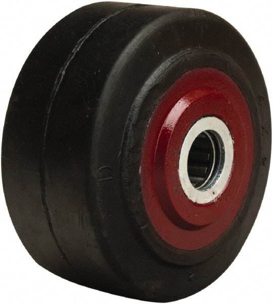Hamilton - 4 Inch Diameter x 2 Inch Wide, Rubber on Cast Iron Caster Wheel - 300 Lb. Capacity, 2-1/4 Inch Hub Length, 1-3/16 Inch Axle Diameter, Plain Bore Bearing - Benchmark Tooling
