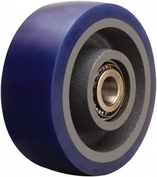 Hamilton - 5 Inch Diameter x 2 Inch Wide, Polyurethane on Cast Iron Caster Wheel - 840 Lb. Capacity, 2-1/4 Inch Hub Length, 3/4 Inch Axle Diameter, Tapered Roller Bearing - Benchmark Tooling