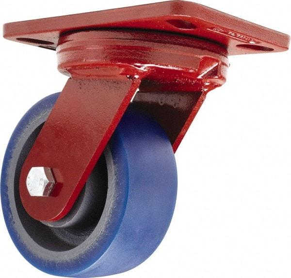 Hamilton - 5" Diam x 2" Wide x 6-3/4" OAH Top Plate Mount Swivel Caster - Polyurethane, 840 Lb Capacity, Sealed Precision Ball Bearing, 4-1/2 x 6-1/2" Plate - Benchmark Tooling