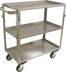 Jamco - 600 Lb Capacity, 36" Wide x 22" Long x 34" High Shelf Cart - 3 Shelf, Stainless Steel, 4 Swivel Casters - Benchmark Tooling